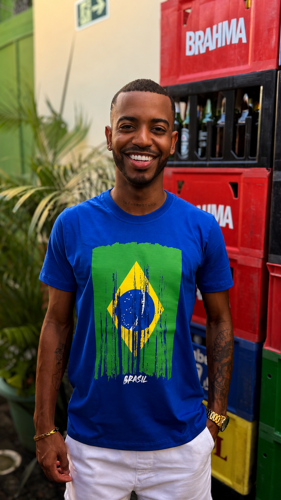 Camisa bandeira do Brasil azul